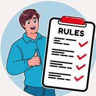 a-man-explaining-the-list-of-rules-and-laws-a-checklist-guide-to-rules-vector